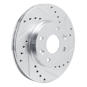 Kia Spectra Brake Rotor (1) - Front Right - R1 Concepts - Drilled & Slotted - Silver - `94-`00